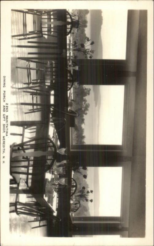 Meredith NH Wakitatina Dining Porch Real Photo Postcard 