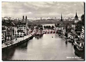 Modern Postcard Zurich und die Alpen