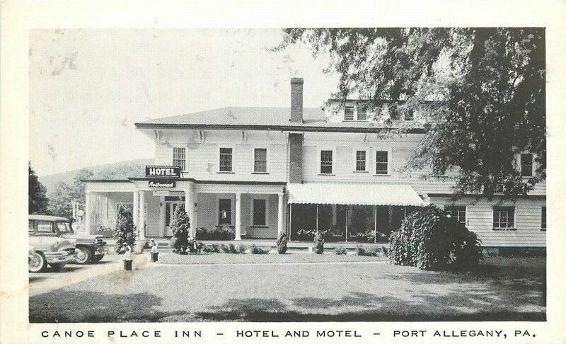 Autos Canoe Place Inn Hotel Port Allegany Pennsylvania 1950s Postcard 11604