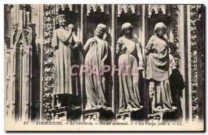 Old Postcard Strasbourg Cathedral West Portal The Foolish Virgins