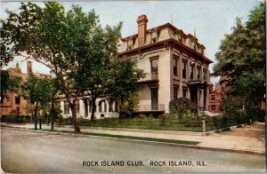 View of Rock Island Club, Rock Island IL Vintage Postcard C42