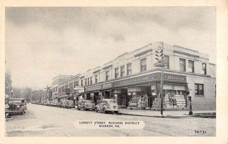 Warren Pennsylvania Liberty Street Scene Historic Bldgs Antique Postcard K60366
