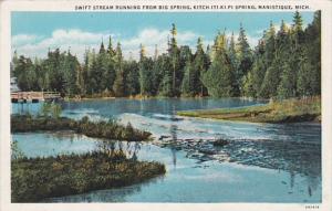 Michigan Manistique Swift Stream Running From Big Spring Kitch-Iti-Ki-Pi Spri...