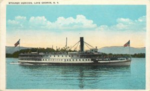 1920s Postcard; Steamer Horicon, Lake George NY underway with Flags, Unposted