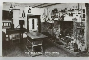 Maine The Old Gaol Interior View RPPC York ME Postcard O13