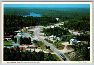 Sioux Narrows Ontario, Chrome Aerial View Postcard