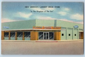 Deming New Mexico Postcard Meadows Rexall Drugs Coffee Shop 1957 Vintage Antique