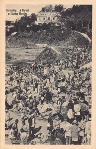 L377 India Darjeeling market on Sunday Morning bazar vintage  postcard