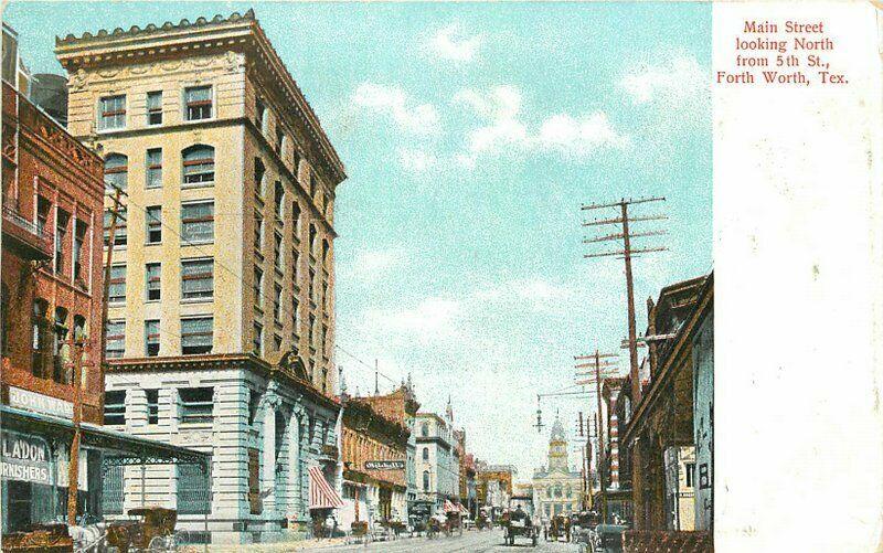 C-1910 Fort Worth Texas Main Street 5th International Postcard 4028