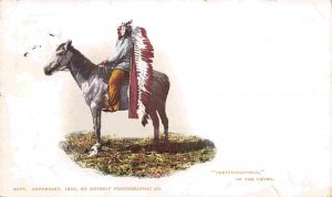 Pretty Old Man Crow Native American Indian on Horse 1903 postcard