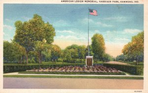 American Legion Memorial Harrison Park Pines Trees View Hammond Indiana Postcard