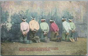 SHOOTING CUBAN PRISONERS in MORO CASTLE HAVANA ANTIQUE POSTCARD 1895 REVOLUTION