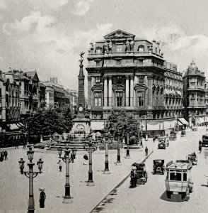 Brochure Place Downtown Brussels Belgium 1910s Postcard Antique Cars PCBG12B