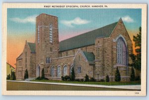 Hanover Pennsylvania PA Postcard First Methodist Episcopal Church 1945 Vintage