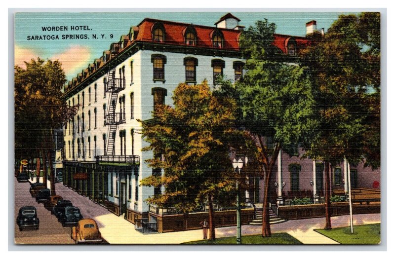 Worden Hotel Saratoga Springs New York NY UNP Linen Postcard P27