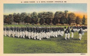 Dress Parade US Naval Academy Annapolis Maryland linen postcard