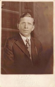 Real Photo Postcard Portrait of a Man Wearing a Suit South Bend, Indiana~125771