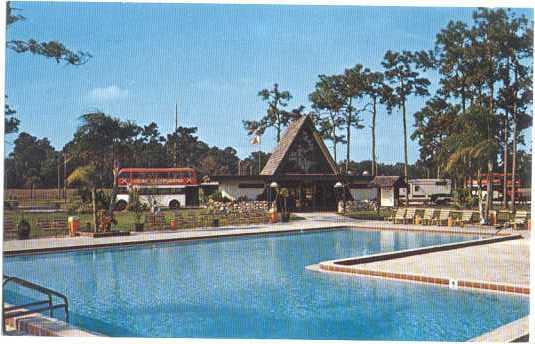 KOA Kampground Pool Scene, Kissimmee, Florida, FL, Chrome