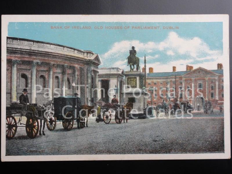 c1908 Dublin: Bank of Ireland, Old Houses of Parliament - showing Jaunting Cars