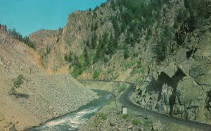 Postcard 1977 Byers Canyon Railroad Runs Through Bet. Hot Sulphur & Kremmling CO