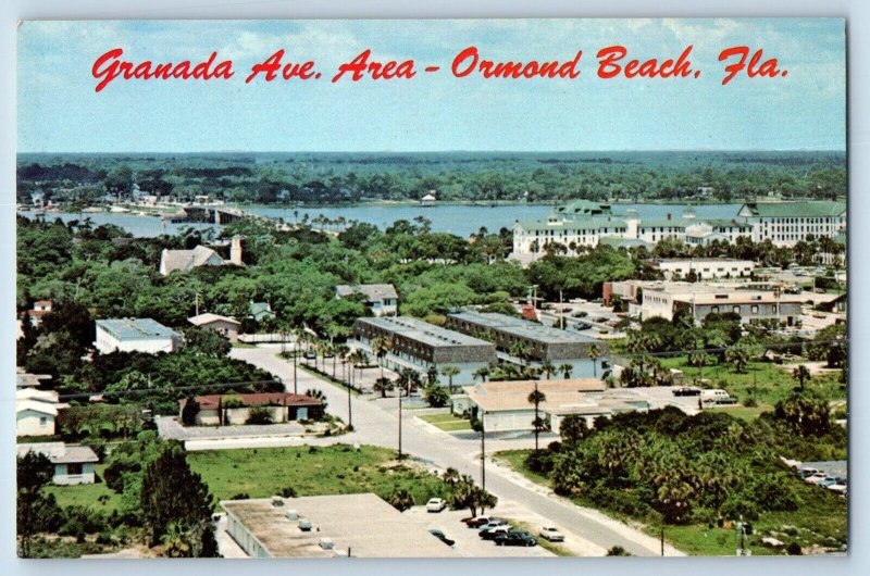 Ormond Beach Florida Postcard Granada Avenue Area Bridge Episcopal Church 1960