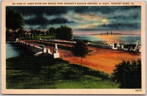 1942 James River Bridge Mariners Museum Grounds Newport News VA Posted Postcard