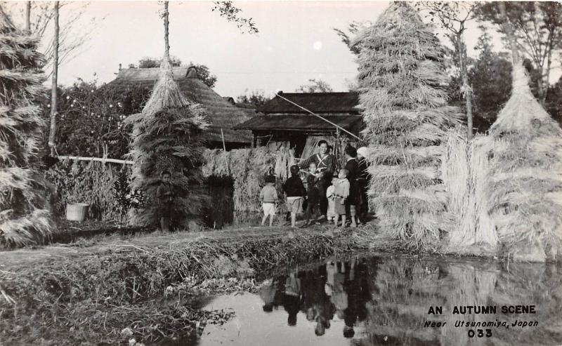 <A10> FOREIGN Postcard JAPAN c1950 UTSUNOMIYA Autumn Scene Park RPPC Real Photo 