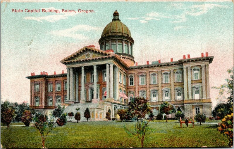 Vtg 1908 State Capitol Building Salem Oregon OR Postcard