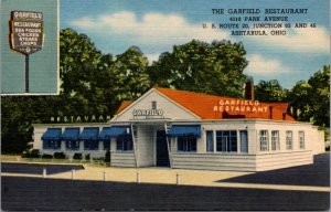 Linen Postcard The Garfield Restaurant 4110 Park Avenue US 40 Ashtabula, Ohio