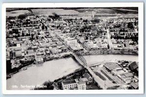 Fairbanks Alaska AK Postcard RPPC Photo Aerial View Bridge Scene c1950'sVintage