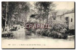 Postcard Old Mill Direction The water mill near the bridge Bunting