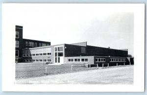 Mora Minnesota Postcard RPPC Photo Mora High School Building c1950's Vintage