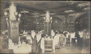 Chicago Illinois IL Stratford Hotel Dutch Room Real Photo c1910 Vintage Postcard