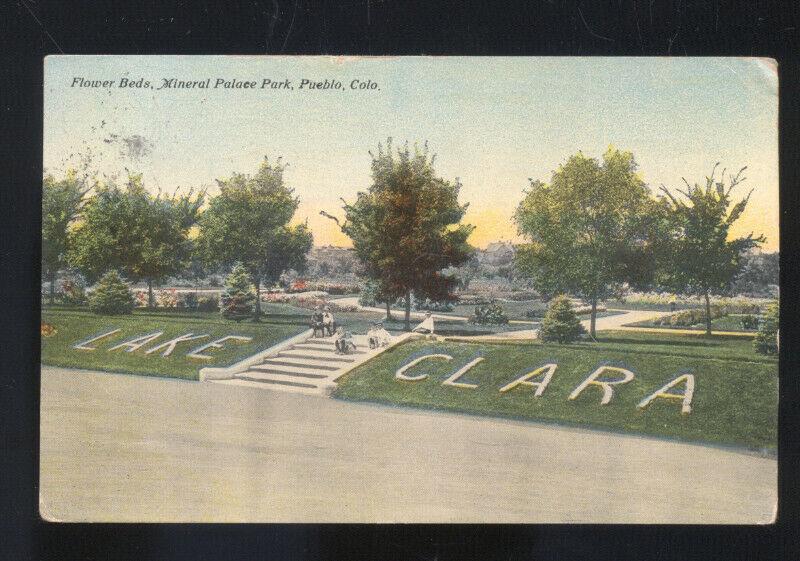 PUEBLO COLORADO MINERAL PALACE PARK LAKE CLARA GREENLEAF KANSAS OLD POSTCARD