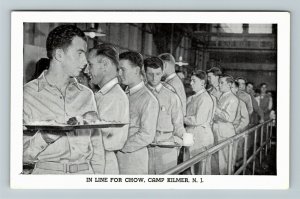 Camp Kilmer NJ-New Jersey, In Line For Chow, Chrome Postcard