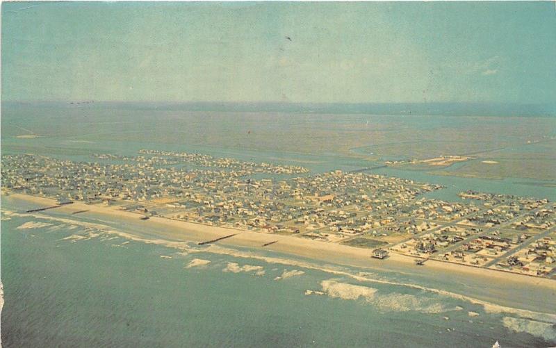Stone Harbor New Jersey~Bathing Beach & Inland Waterway Aerial View~'64 Postcard