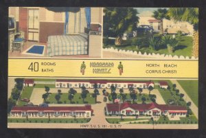 CORPUS CHRISTI TEXAS KORONADO KOURTS VINTAGE LINEN ADVERTISING POSTCARD