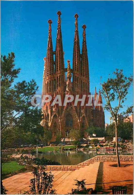 Postcard Modern Barcelona Temple Holy Family