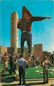 Armstrong's Dallas Texas World's Tallest Cowboy 1950s Postcard Roadside 20-1312