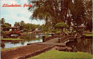 Hilo Hawaii Liliuokalani Park Japanese Garden Bridges Vintage 1970s Postcard H38