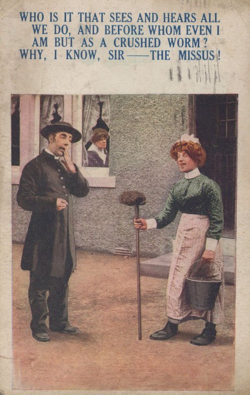 Transvestite Female Chimney Sweep Maid Antique LGBT Comic Postcard