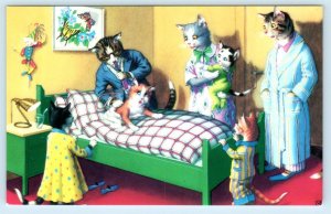 Mainzer DRESSED CATS Anthropomorphic DOCTOR'S HOUSE CALL #4913 Turkey Postcard