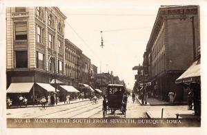 Dubuque Iowa Main Street Scene Real Photo Antique Postcard K51995