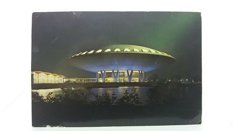 Vintage Postcard Evoluon at Night Eindhoven Netherlands  1974