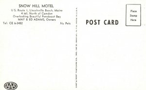 Vintage Postcard Snow Hill Motel US 1 Lincolnville Beach ME Maine Penobscot Bay