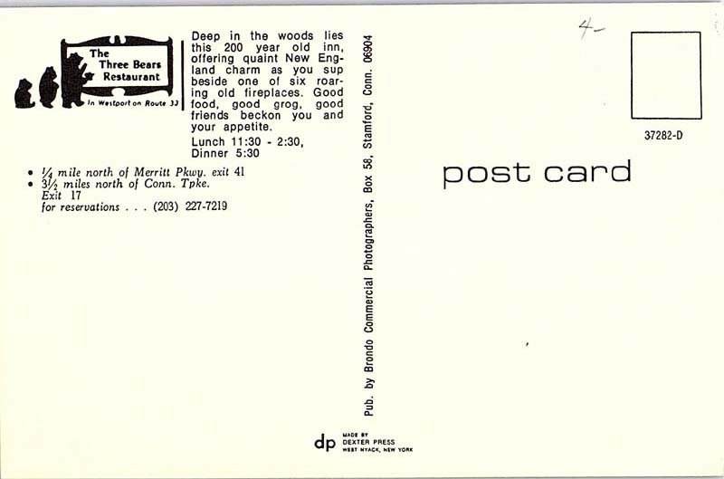 Postcard RESTAURANT SCENE New England Connecticut CT AJ2891