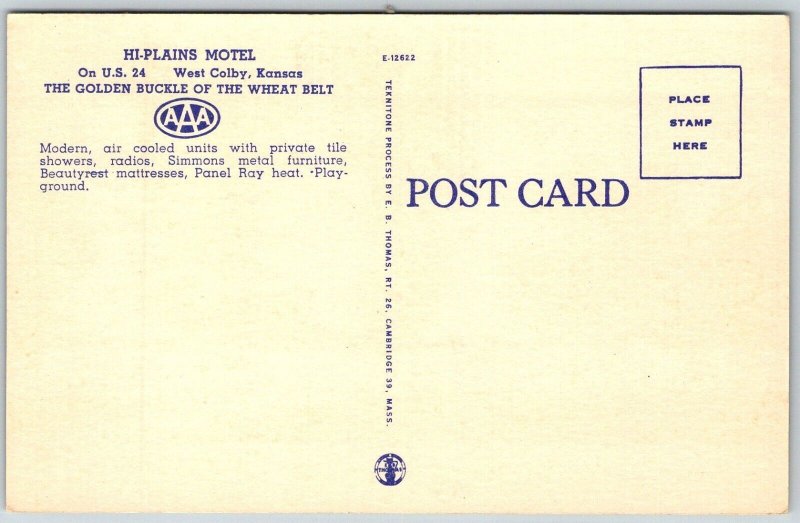 Colby Kansas 1950s Postcard Hi-Plains Motel