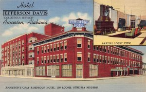 J81/ Anniston Alabama Postcard Linen Hotel Jefferson Davis Interior  320