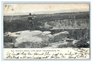 1906 General Warren's Statue Gettysburg Pennsylvania PA Posted Antique Postcard 