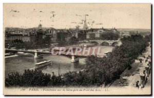 Paris Old Postcard Panorama of the Seine took the Pont des Arts